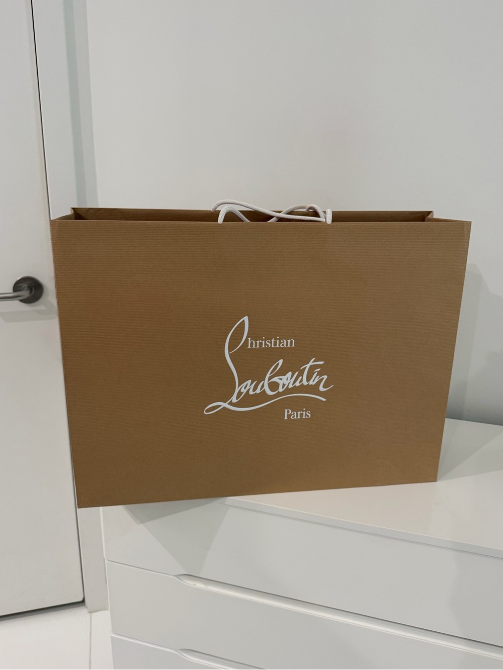 Christian Louboutin Brown Tote with White Logo and Rope Handles